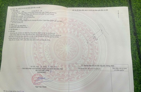 Nhỉnh 2tỷ có ngay 61,2m2 tại thôn Bảo Tháp xã Kim Hoa, Mê Linh, Hà Nội cam kết bán đúng giá chủ thu
